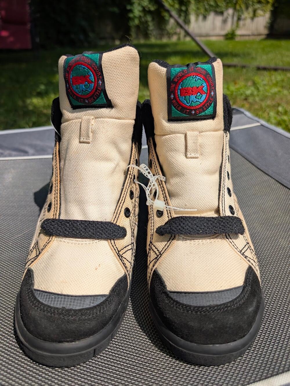 Vintage 90s British Knights High Top Sneakers Deadstock Canvas/Suede Globe Logo